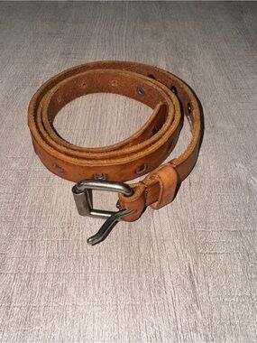 Sam Brown Studded Riveted Leather Belt Brown 85 EU